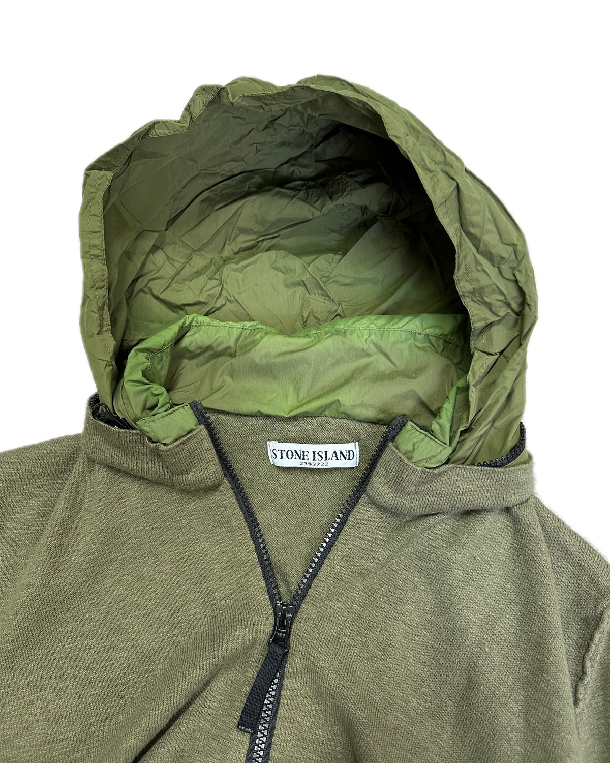 Stone Island 2011 Khaki Hooded Knit Jacket - XL - Made in Italy