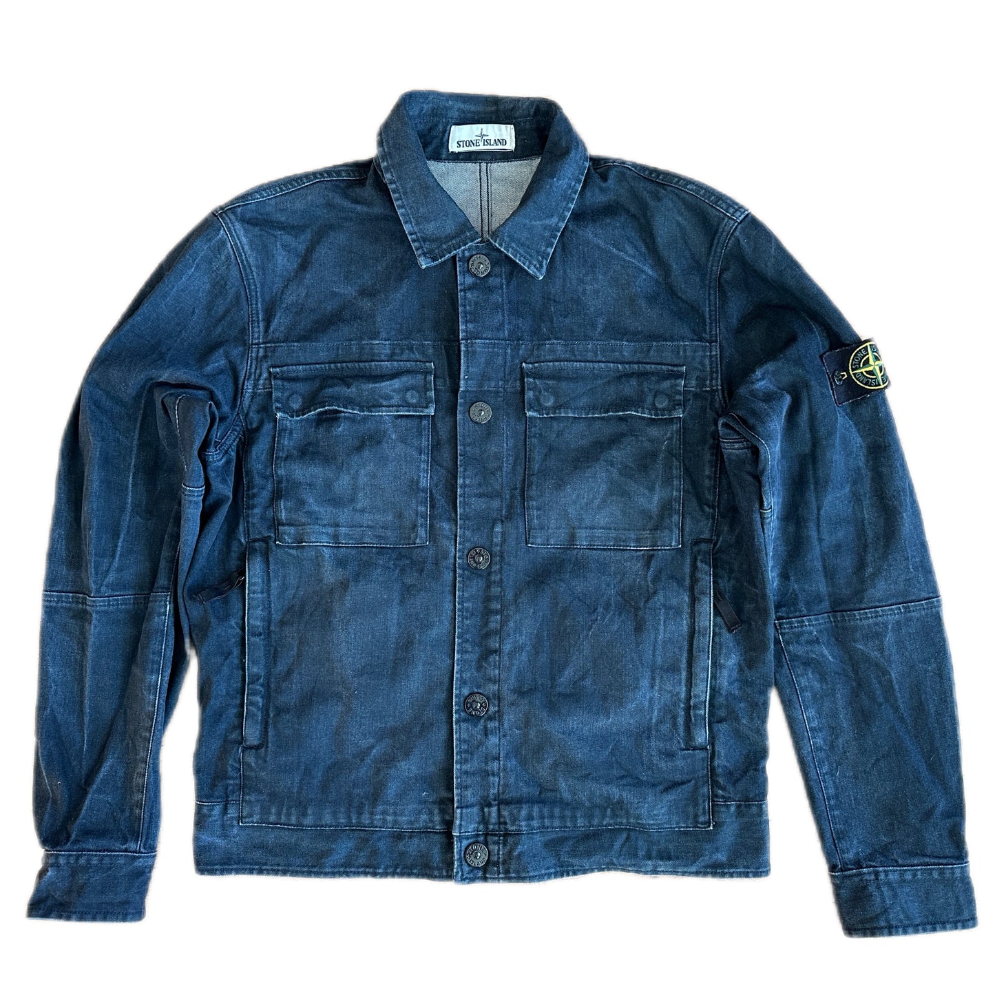 Stone Island 2018 Foam Resin Treated Denim Jacket - L