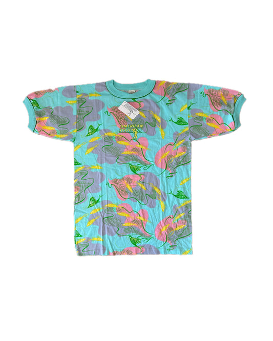 American System 1987 Vintage Sea Allover Print T-Shirt - L - Made in Italy