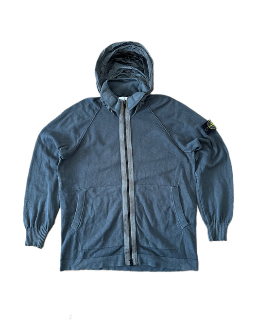 Stone Island Cotton Knit Zip Jacket with Nylon Metal Hood -  XL (fits L)