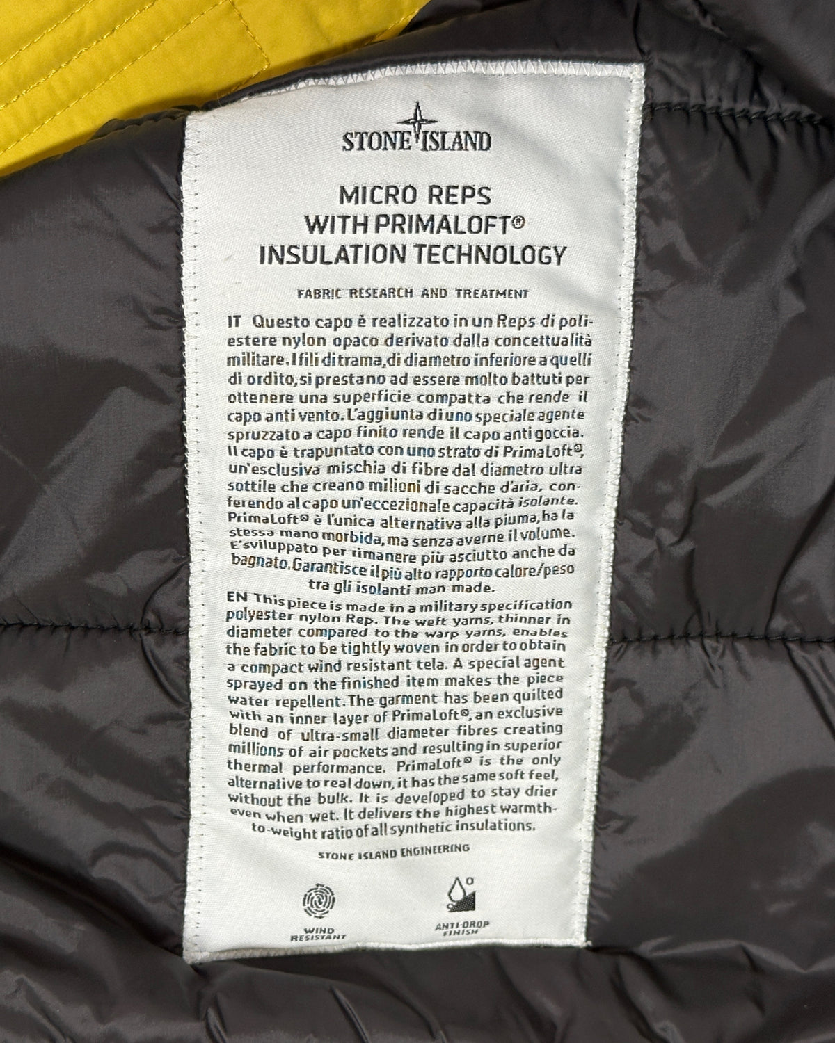 Stone Island 2018 Micro Reps with Primaloft Insulation Jacket - L