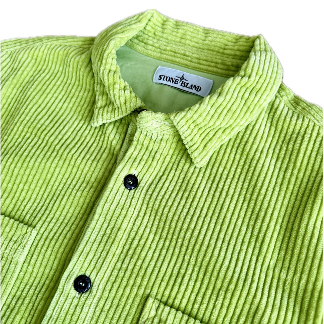 Stone Island 2020 Cotton Corduroy Overshirt Lime Green - L - Made in Italy