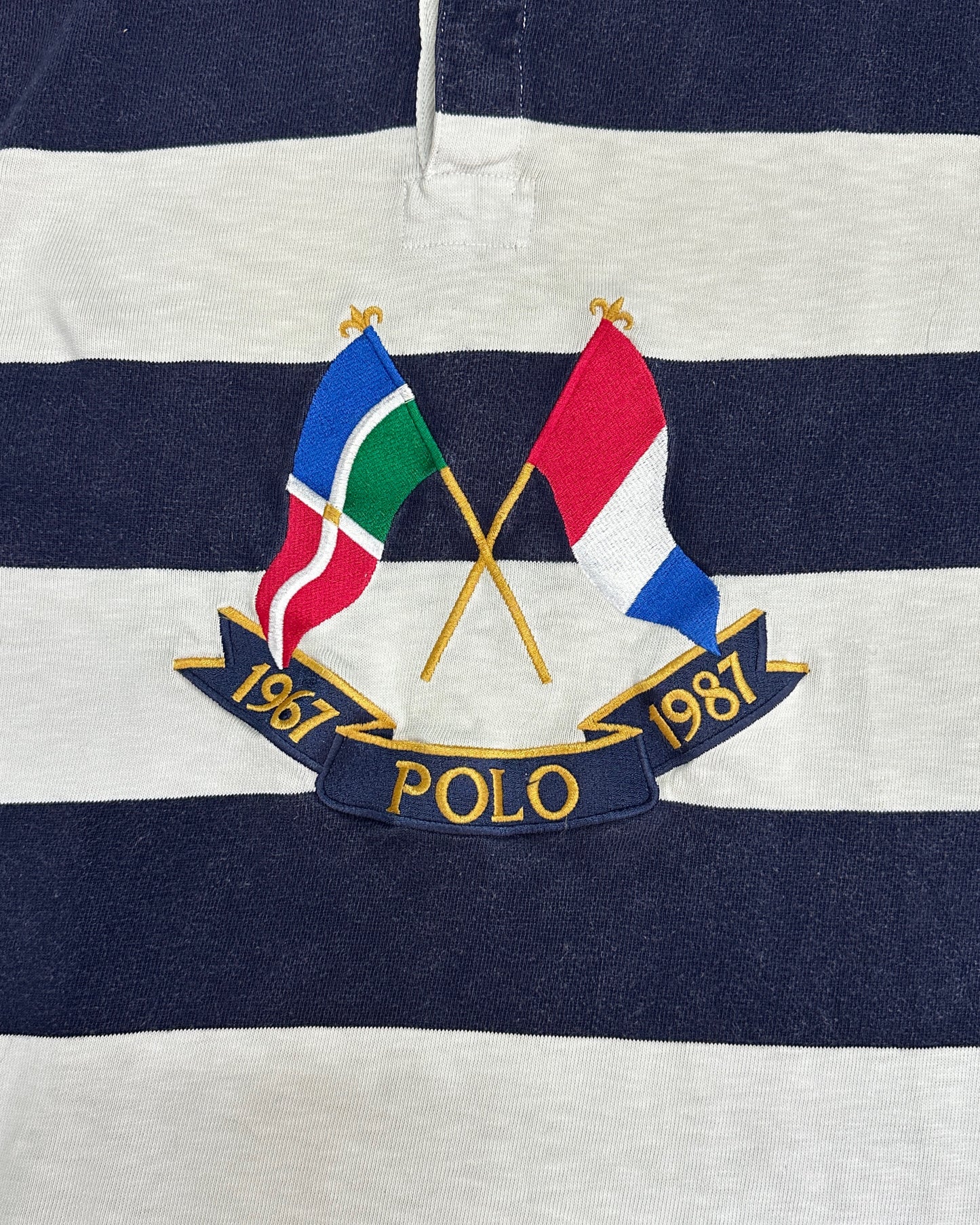 Polo Ralph Lauren 1987 Cross Flags Stripes Longsleeve Polo Shirt - M