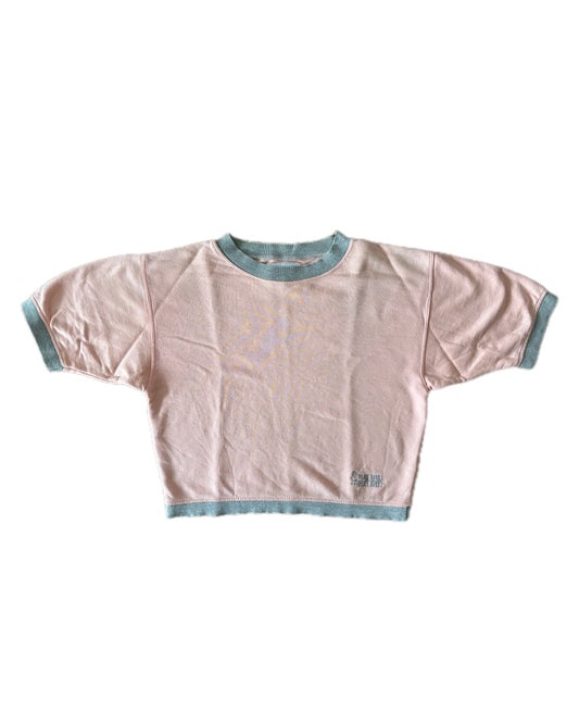 May Day!  Vintage 80s Short Sleeve Sweatshirt Rag Top - M - Made in Italy