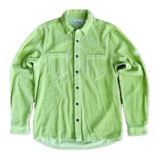 Stone Island 2020 Cotton Corduroy Overshirt Lime Green - L - Made in Italy