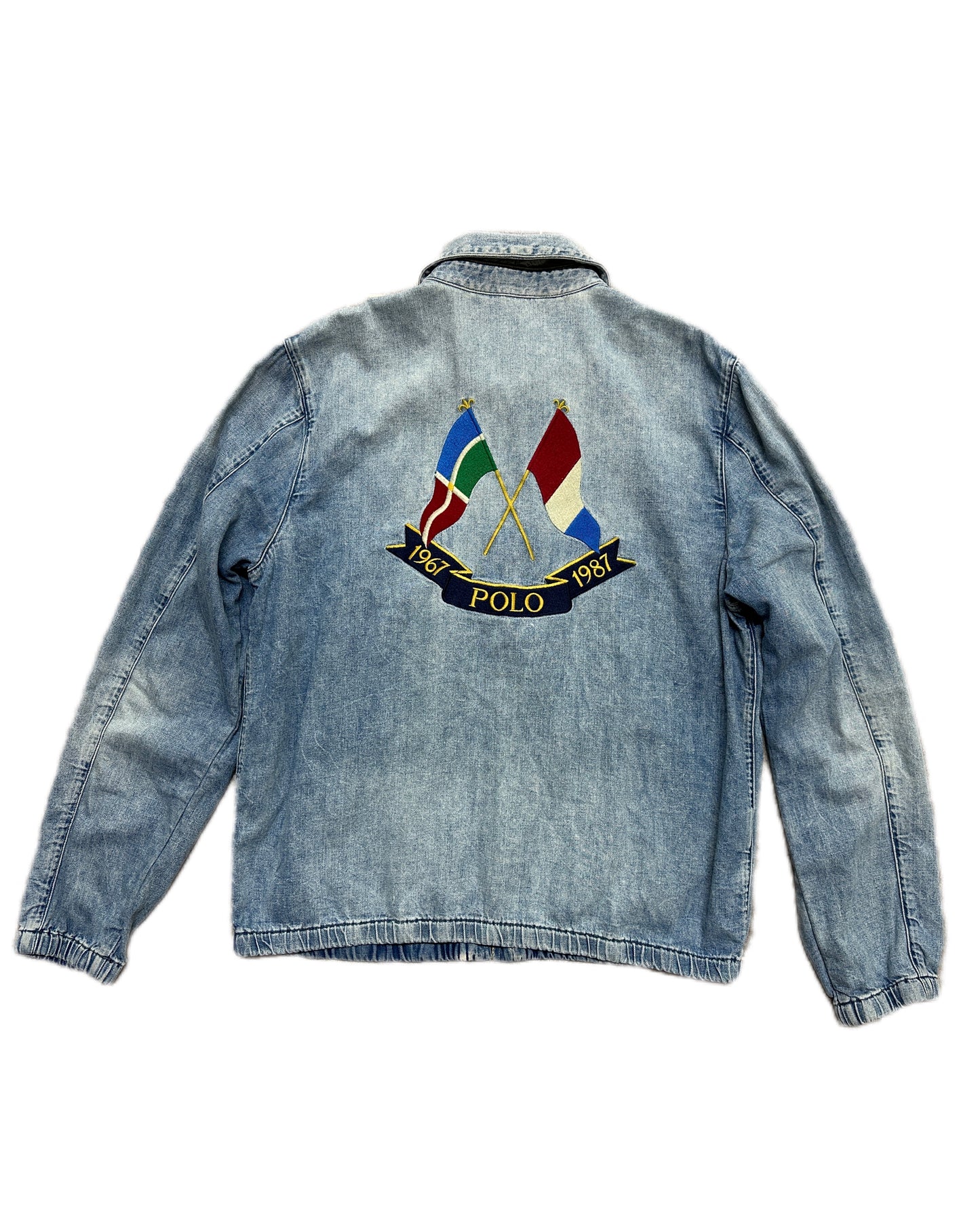 Polo Ralph Lauren Cross Flags 1987 Denim Zip Jacket -  L