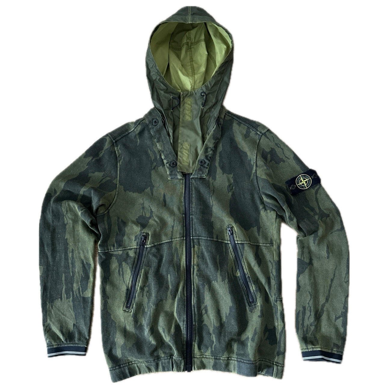 Stone Island 2015 Flowing Camo Reserve Effect Knit Hoodie - L - Made in Italy