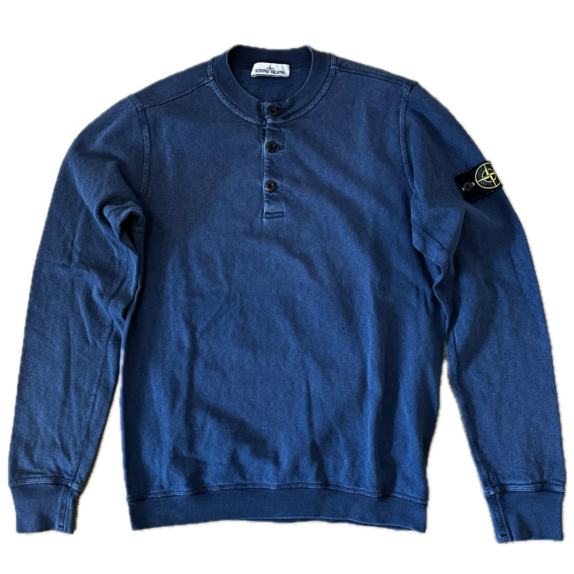 Stone Island 2018 Old Treatment Henley Collar Sweatshirt - L