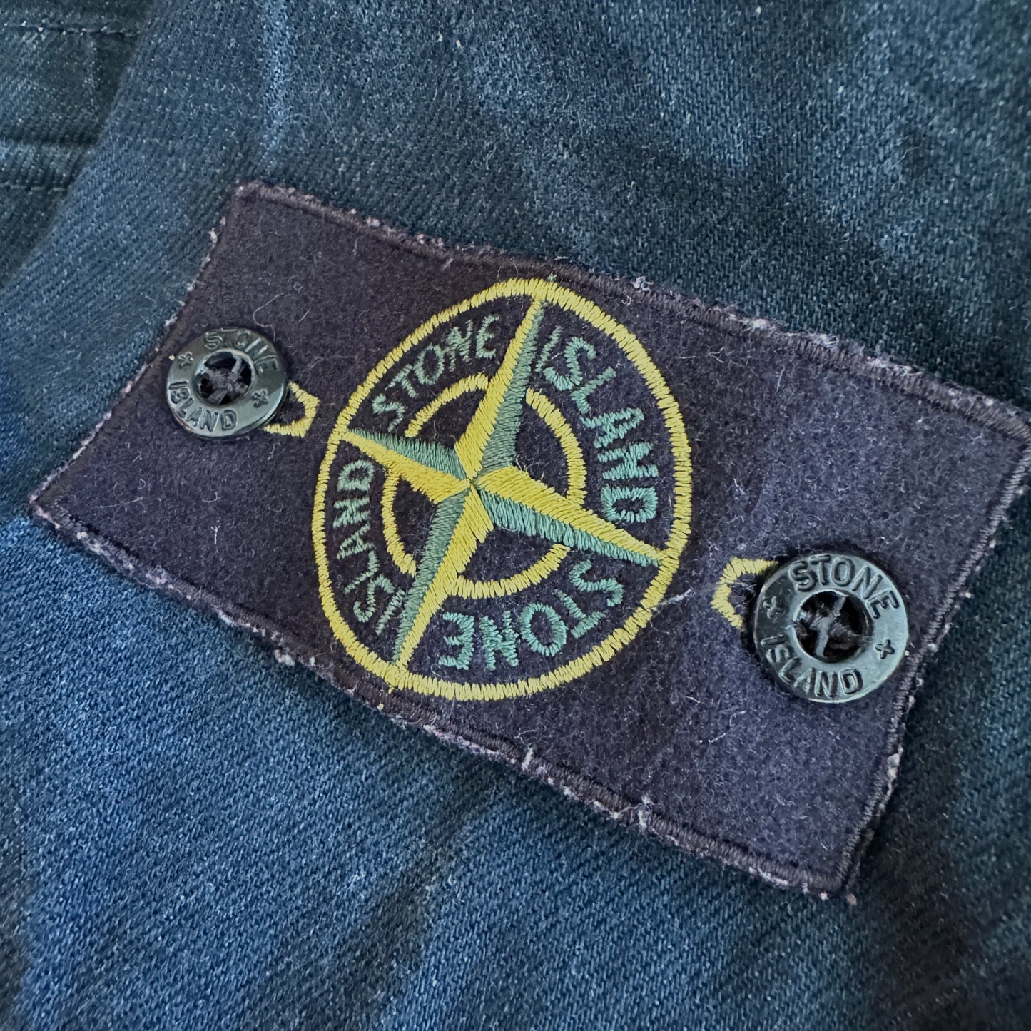 Stone Island 2018 Foam Resin Treated Denim Jacket - L