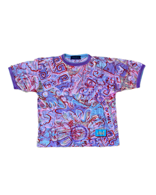 Best Company 1988 Vintage Purple/Red Allover Print T-Shirt - L - Made in Italy