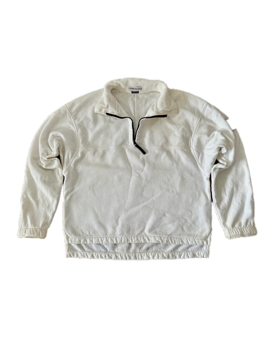 Stone Island 2000 Vintage Towel Fleece Cotton Quarter Zip Sweatshirt - L - Made in Italy