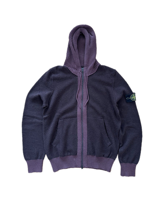 Stone Island 2015 Wool Knit Hooded Zip Sweat Jacket - M