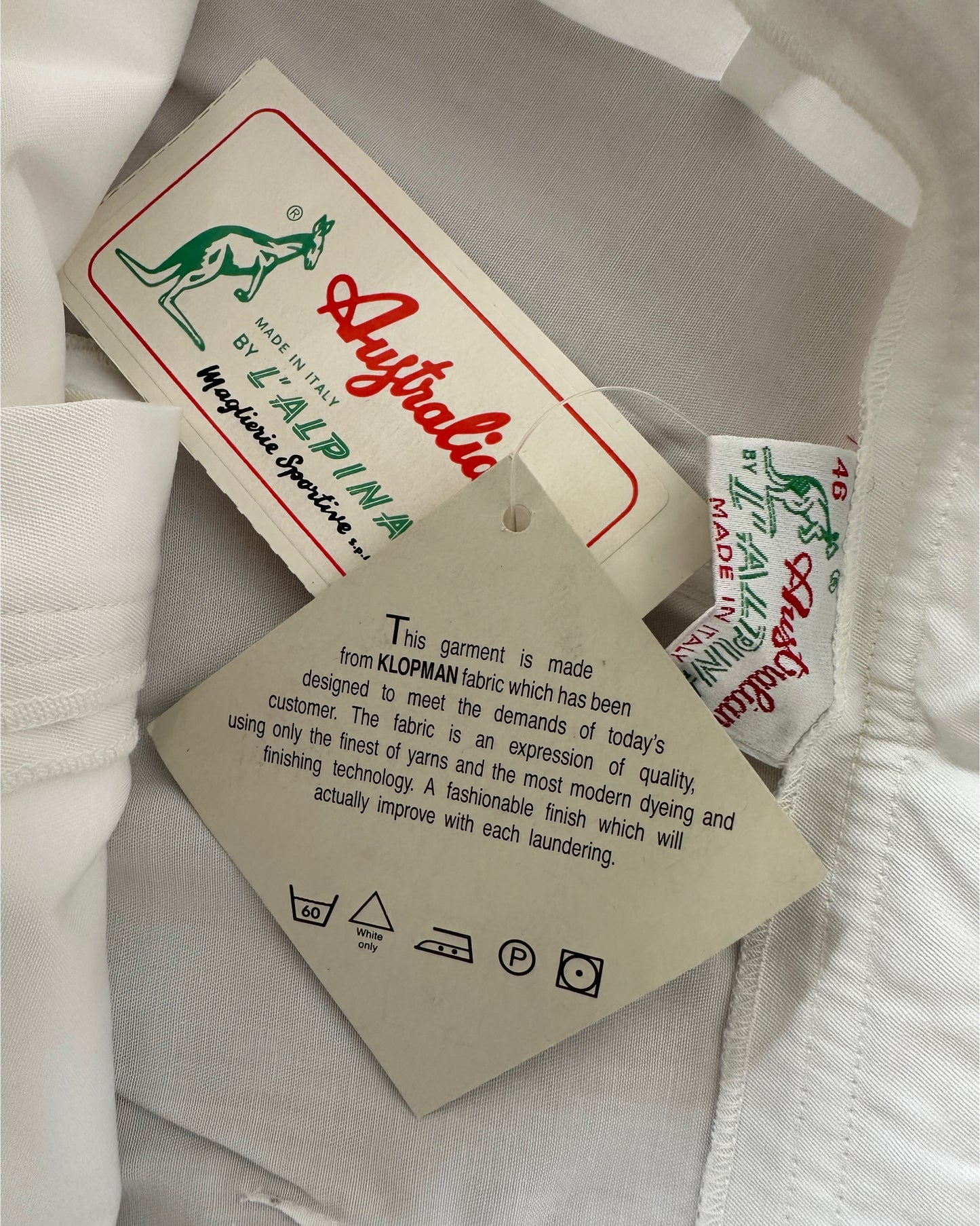 Australian L’Alpina Vintage 1986 White Tennis Shorts BNWT -46 / S - Made in Italy