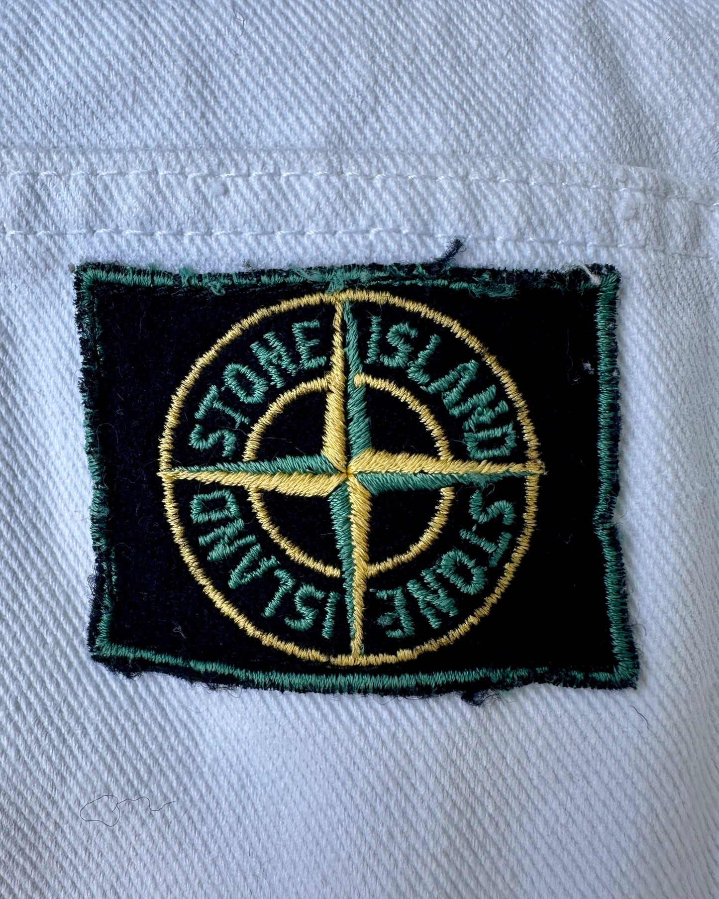Stone Island 1989 Vintage Green Edge Logo White Button Jeans - 48 - Made in Italy