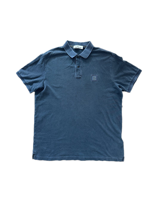 Stone Island 2021 Patch Program Old Treatment Navy Polo Shirt - 3XL