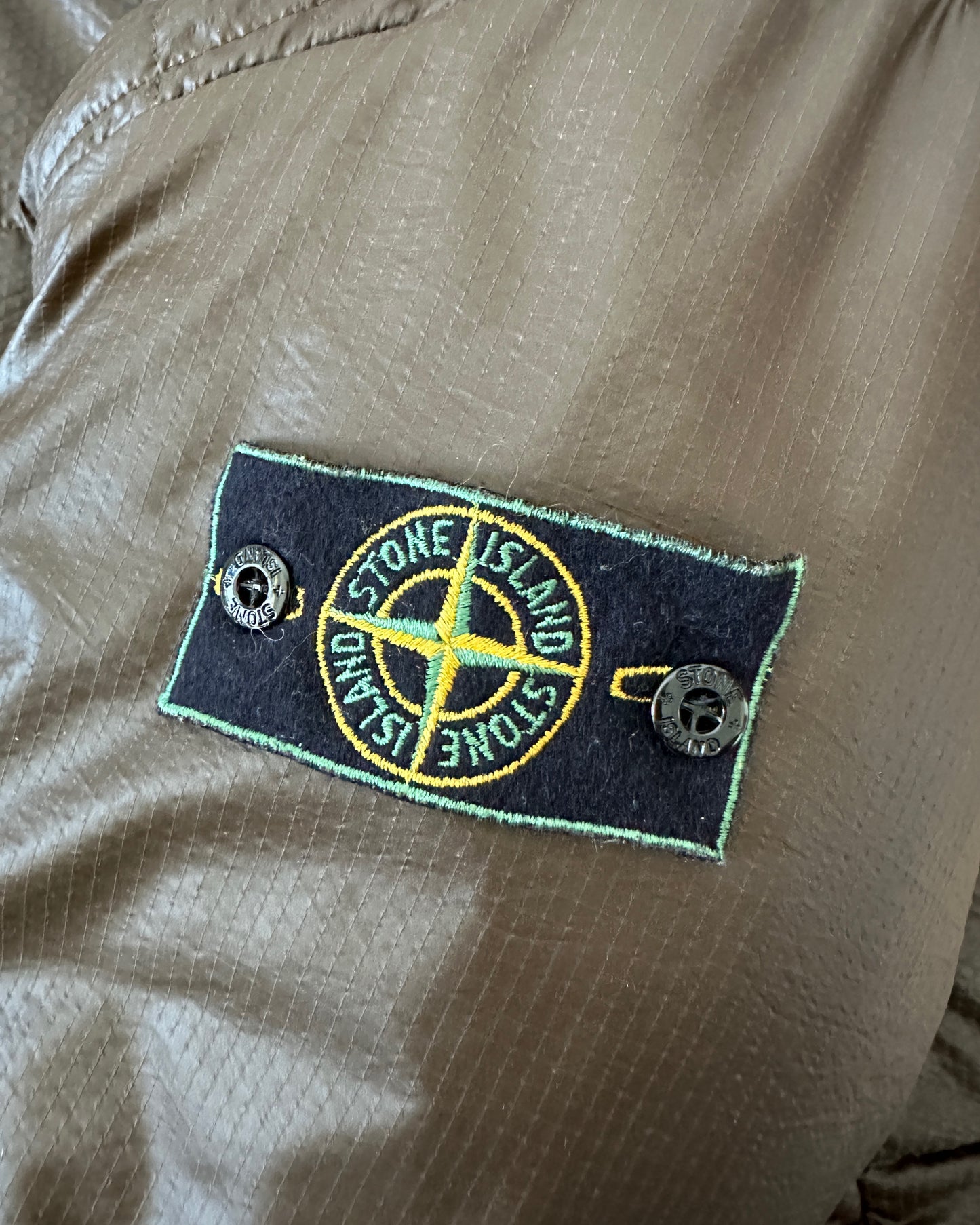 Stone Island 1988 Vintage Brown Nylon Ripstop Down Quilted Bomber Jacket - XL - Made in Italy