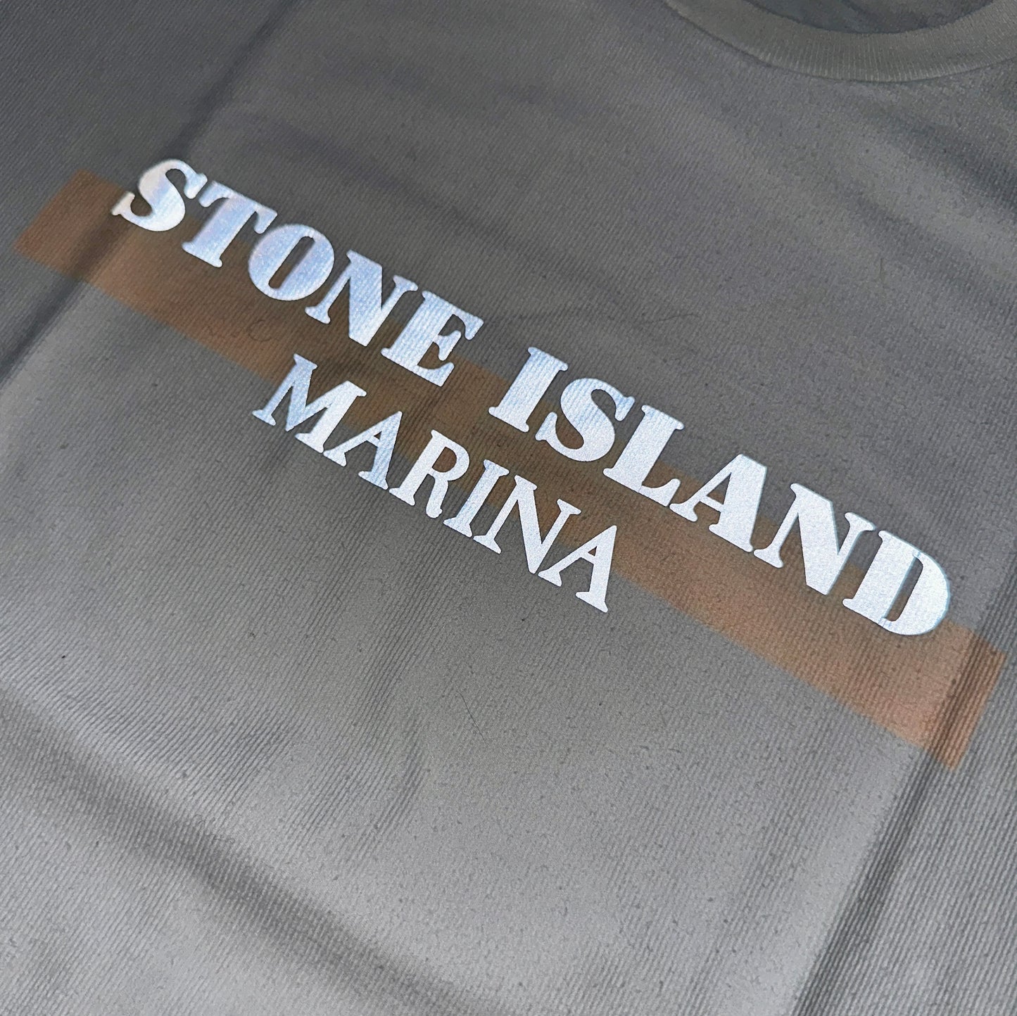 Stone Island Marina Reflective Print Ribbed Cotton T-Shirt - L