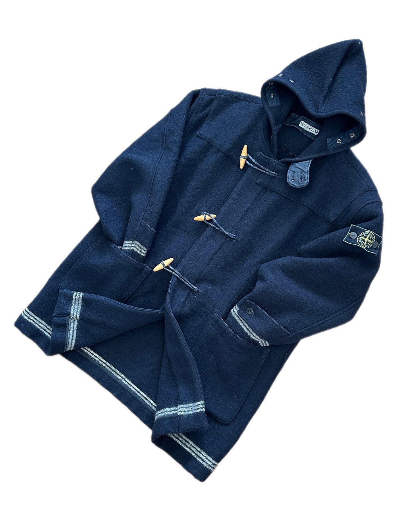 Stone Island 1987 Vintage Wool Montgomery Dufflecoat - L - Made in Italy