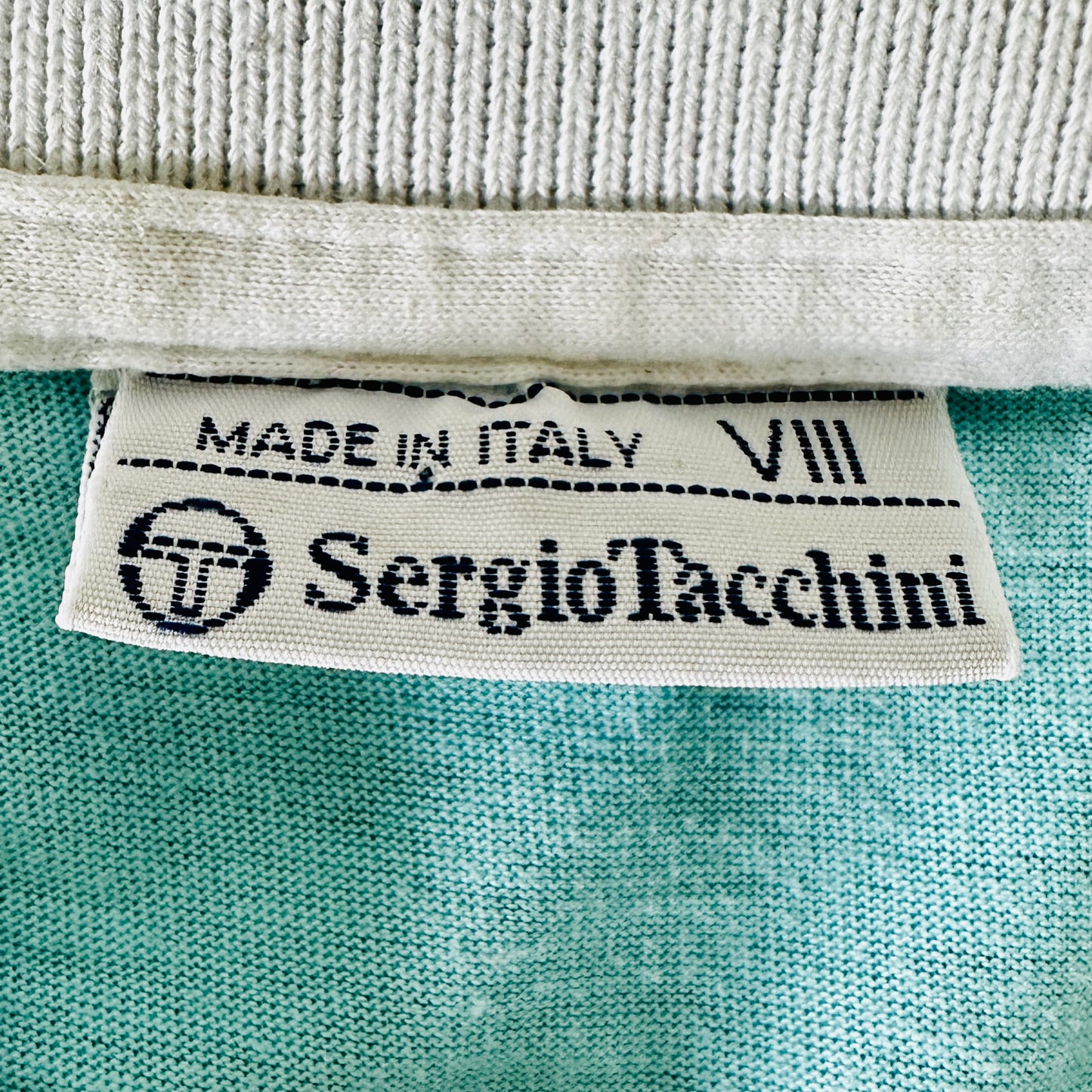 Sergio Tacchini 1987 Tennis Polo Shirt - Turqoise - 8 / XXL - Made in Italy