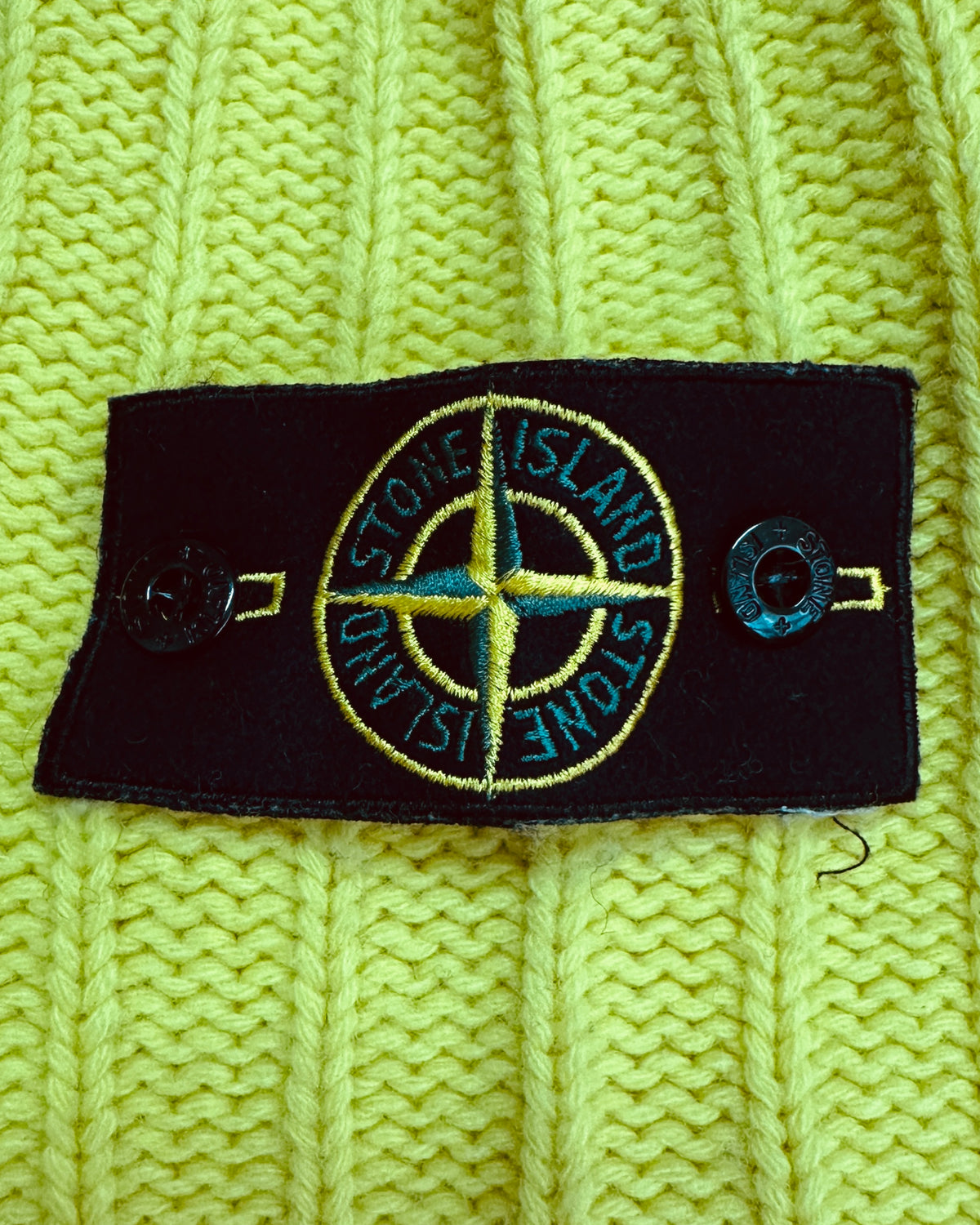 Stone Island 2000 Vintage Yellow Cotton Knit Mockneck Sweater - L - Made in Italy