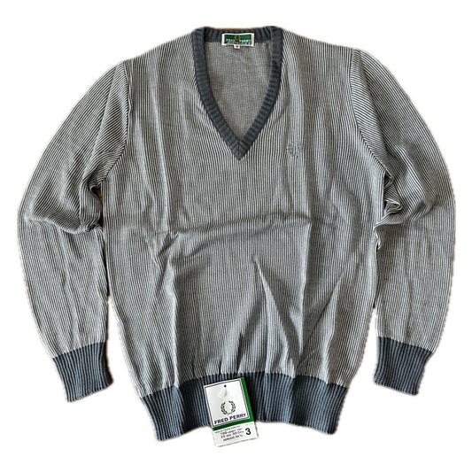 Fred Perry Vintage 80 V-Neck Knit Sweater - Deadstock - 3 / M - Made in Spain