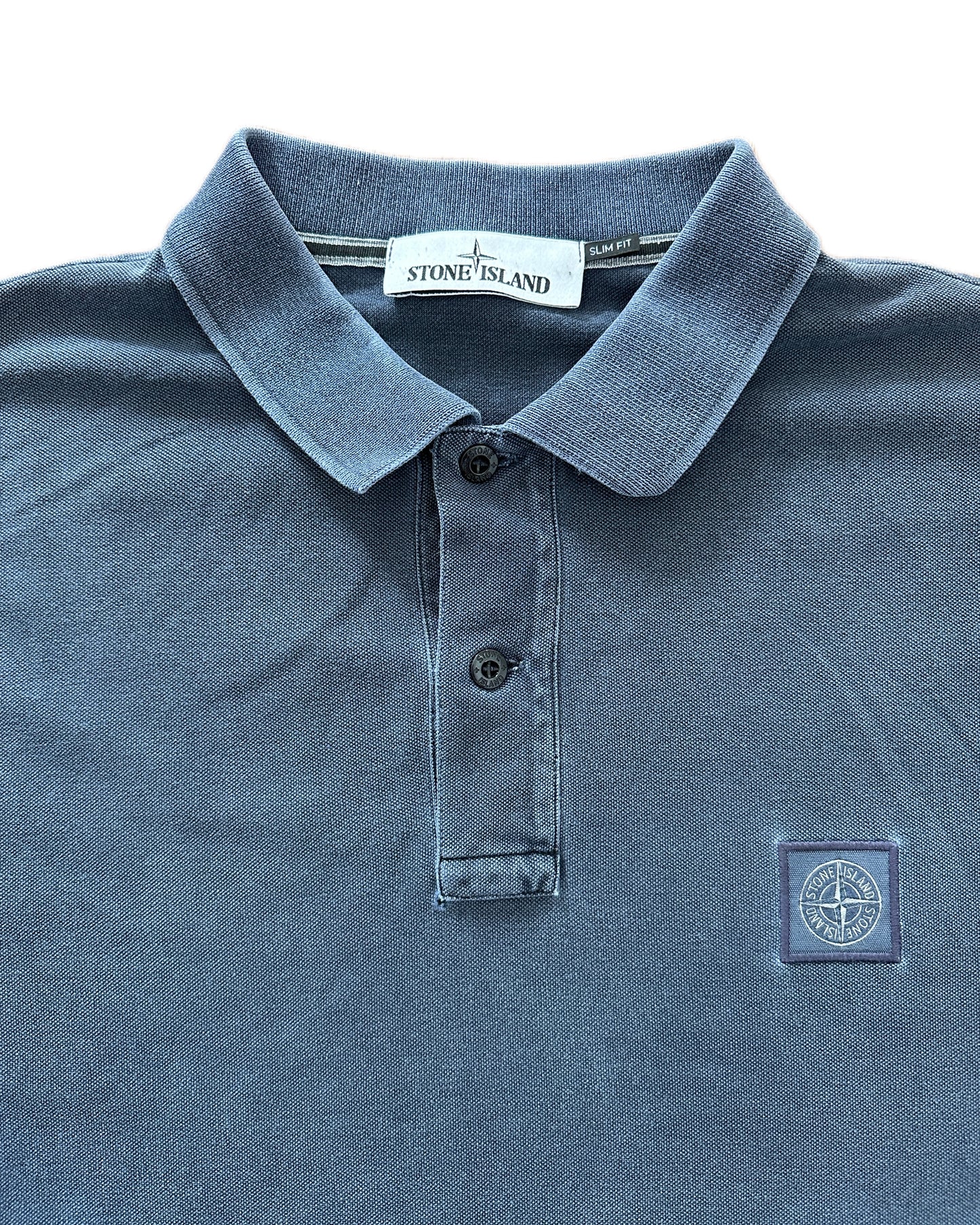 Stone Island 2021 Patch Program Old Treatment Navy Polo Shirt - 3XL