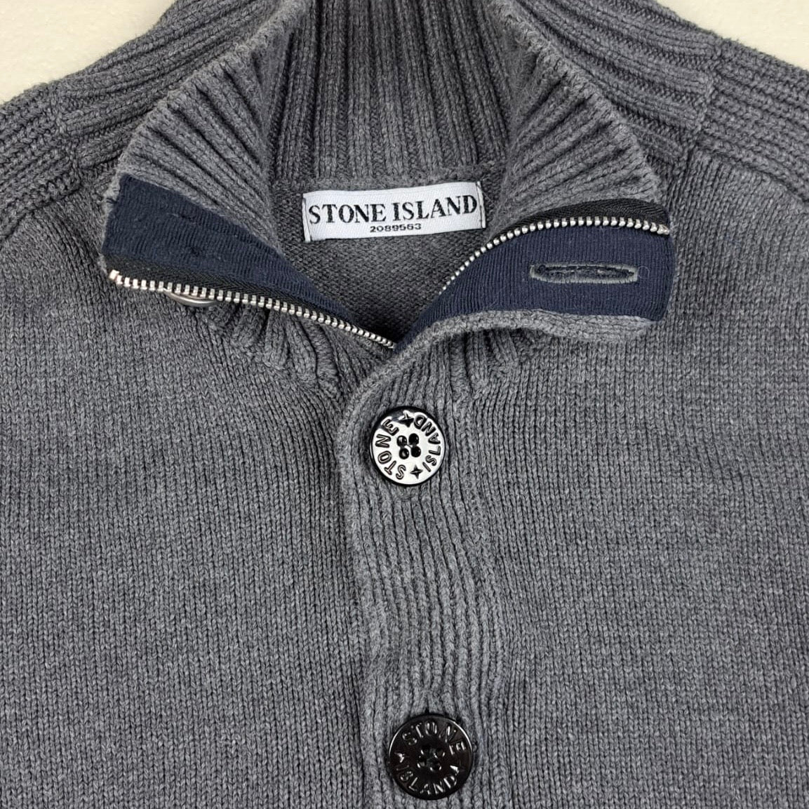 Stone Island 2010 Grey Knit Troyer Sweater - XL - Made in Italy