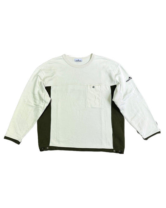 Stone Island 2025 Colour-Block Logo Embroidered Cotton Jersey Sweatshirt - 3XL