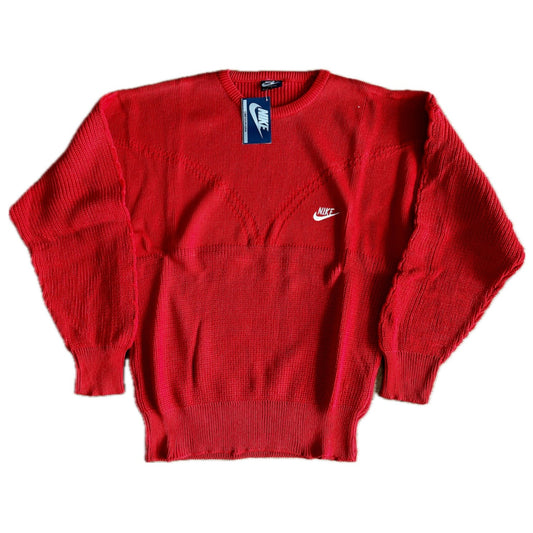 Nike 1986 Vintage Tennis Crewneck Knit Sweater Red - L - Made in Italy