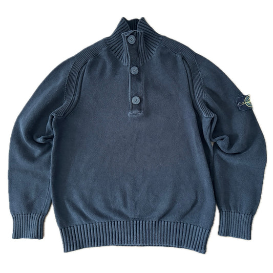 Stone Island 2010 Black Knit Troyer Sweater - L - Made in Italy