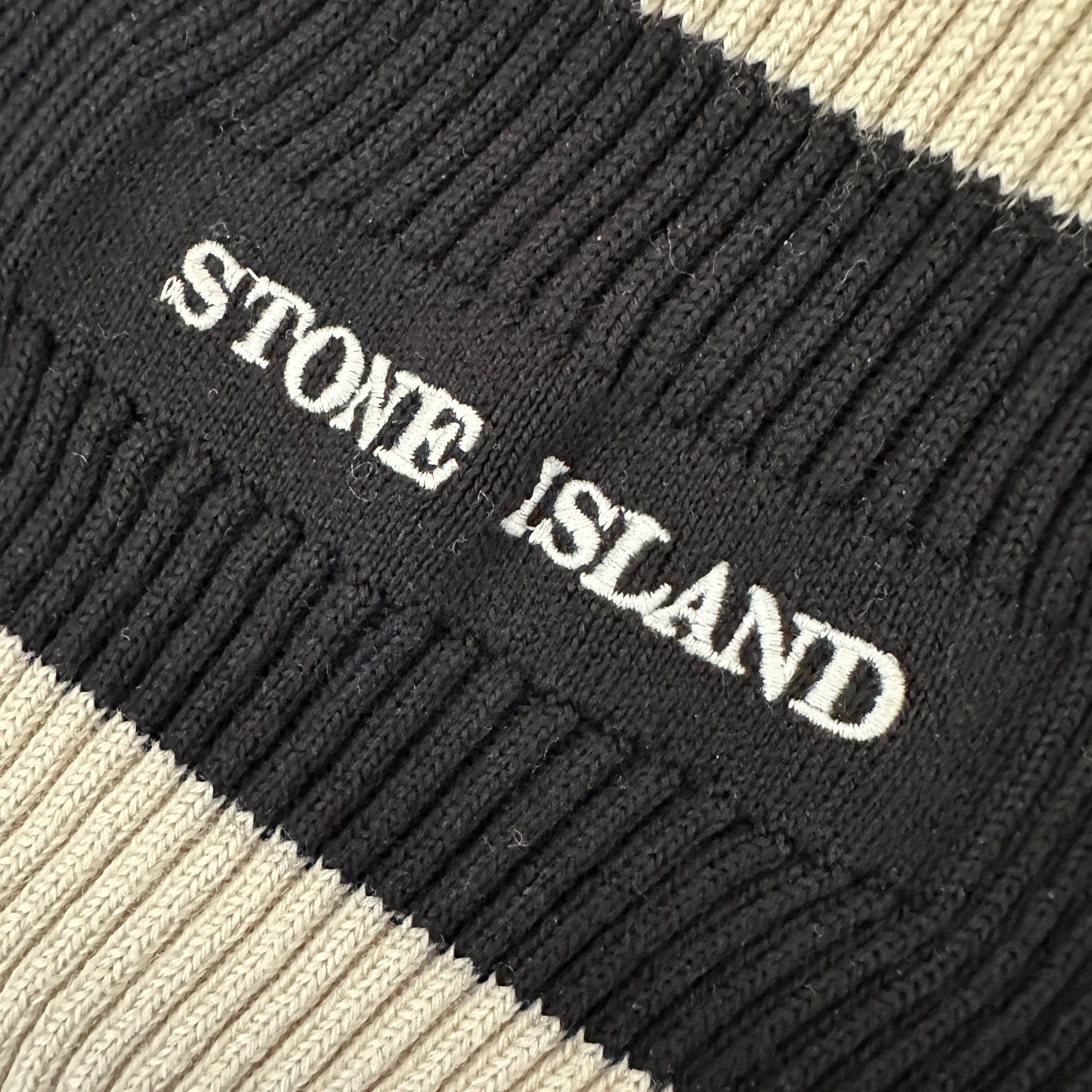 Stone Island Embroidered Cotton Knit Logo Scarf