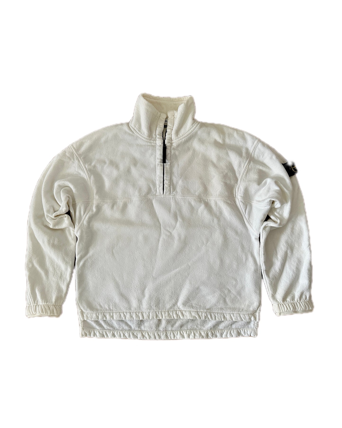 Stone Island 2000 Vintage Towel Fleece Cotton Quarter Zip Sweatshirt - L - Made in Italy