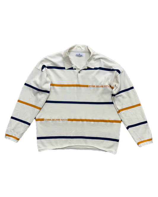 Stone Island Marina 2025 Striped Cotton Knit Rugby Shirt - XXL - Made in Italy