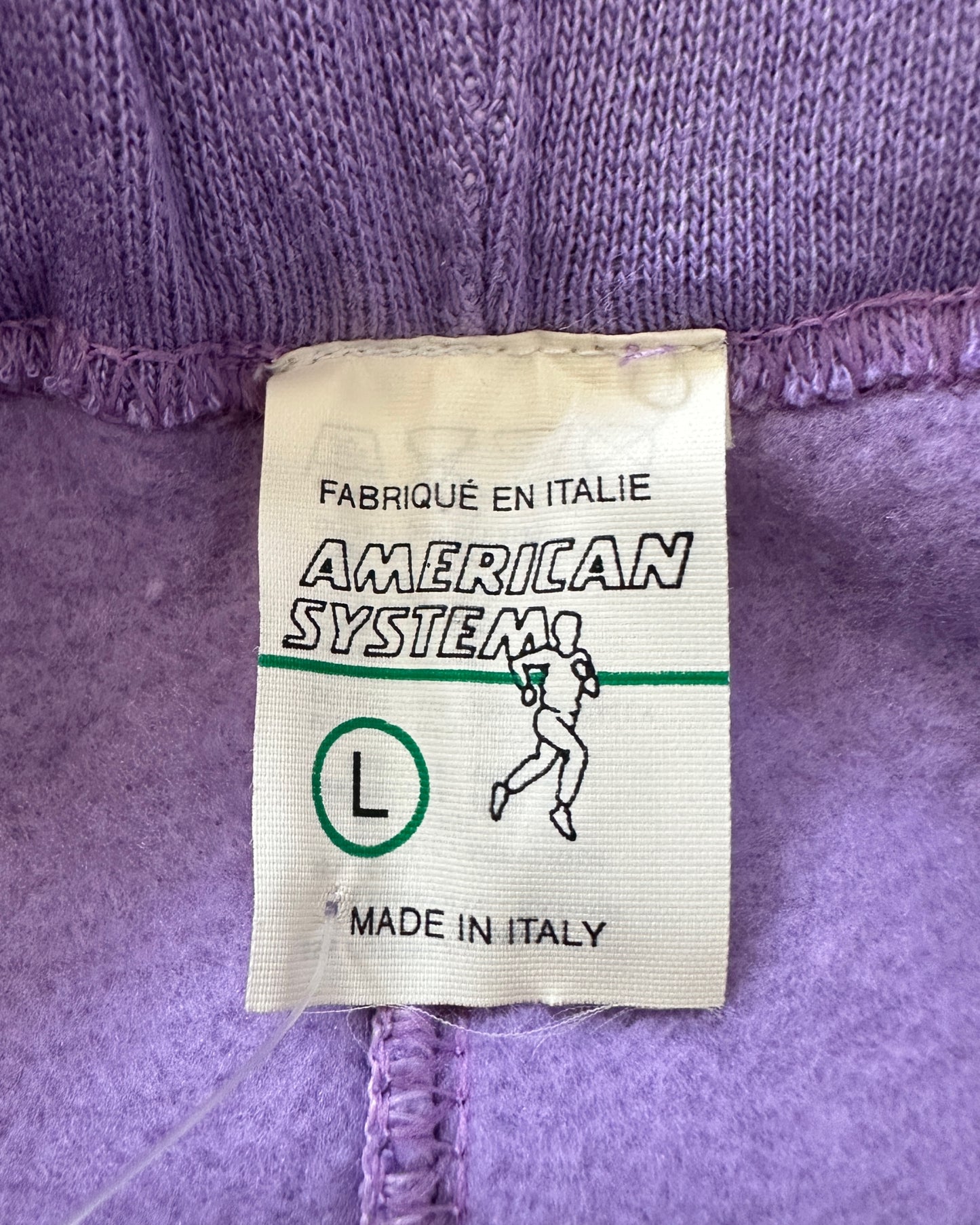 American System 1985 Vintage Cotton Track Pants Lavender - L - Made in Italy