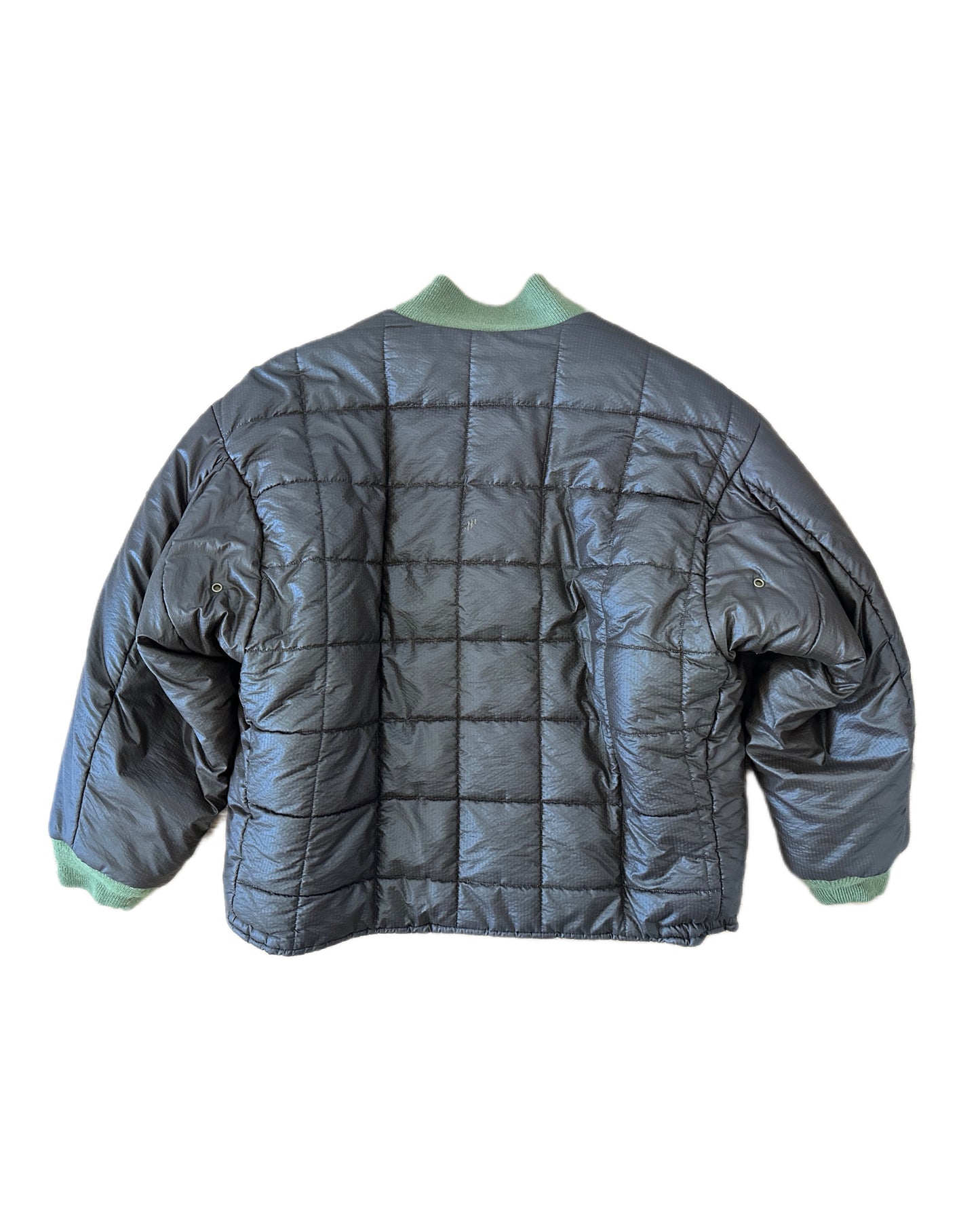 Stone Island 1988 Vintage Brown Nylon Ripstop Down Quilted Bomber Jacket - XL - Made in Italy