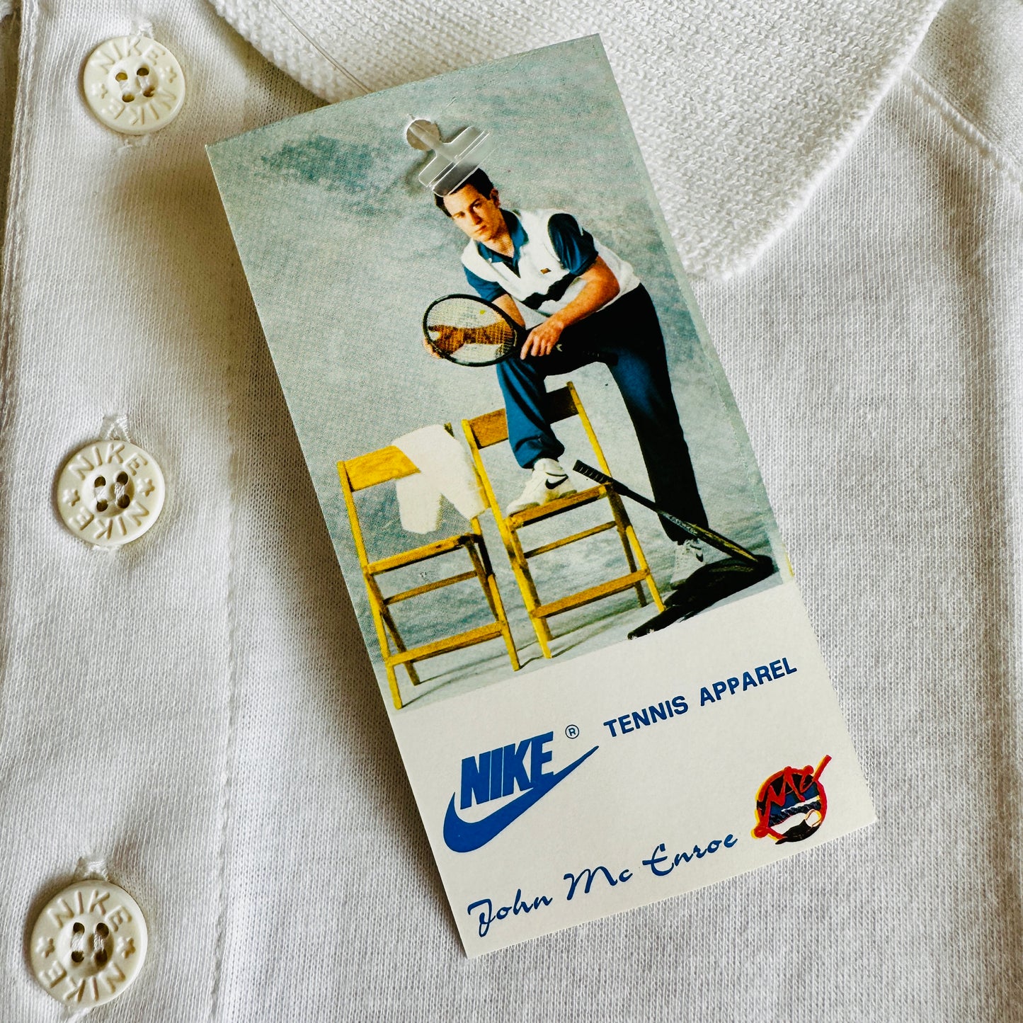 Nike Vintage Deadstock 1987 John McEnroe Mac Attack Checker Polo Shirt - XL - Made in Italy