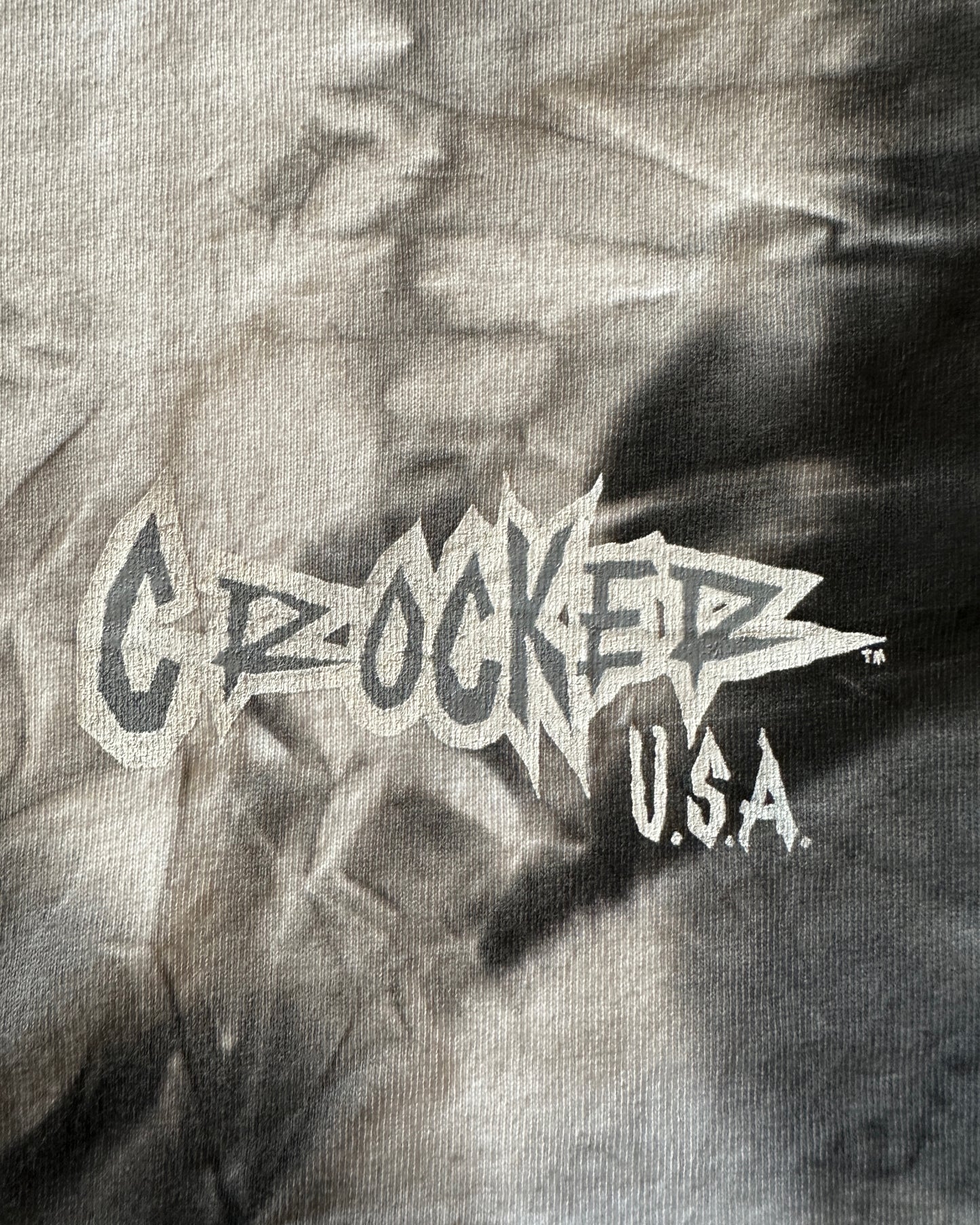 Crocker USA Vintage 90s Bodybuilding Black White Tie-Dye T-Shirt - XL - Made in USA