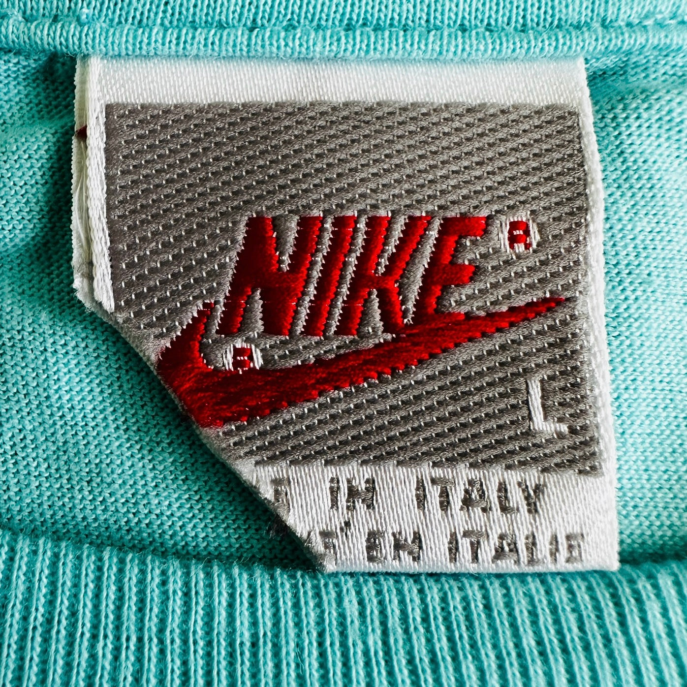 Nike 1988 Vintage Shadow Logo Sample T-Shirt - Laser Blue - L - Made in Italy