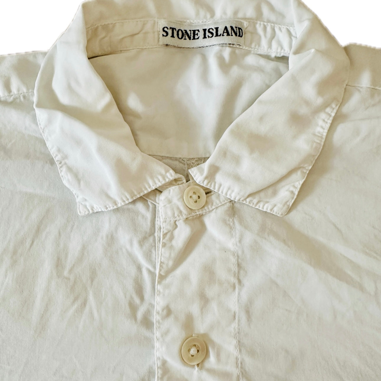 Stone Island 90s Vintage White Cotton Shirt - L - Made in Italy