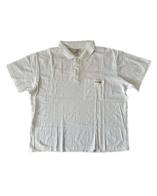 Ellesse Vintage 80s White Tennis Polo Shirt - M - Made in Italy