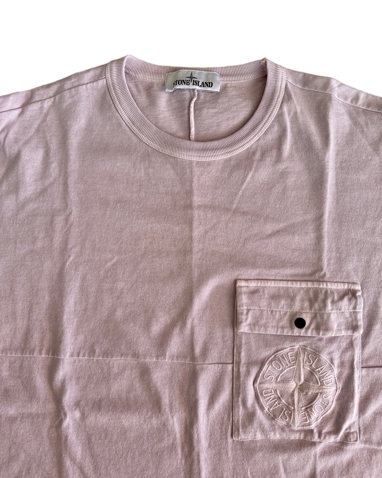 Stone Island 2022 Pastel Mauve Compass Embroidery Pocket T-Shirt - M - Made in Italy