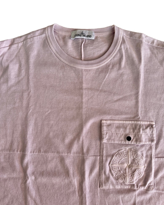 Stone Island 2022 Pastel Mauve Compass Embroidery Pocket T-Shirt - M - Made in Italy