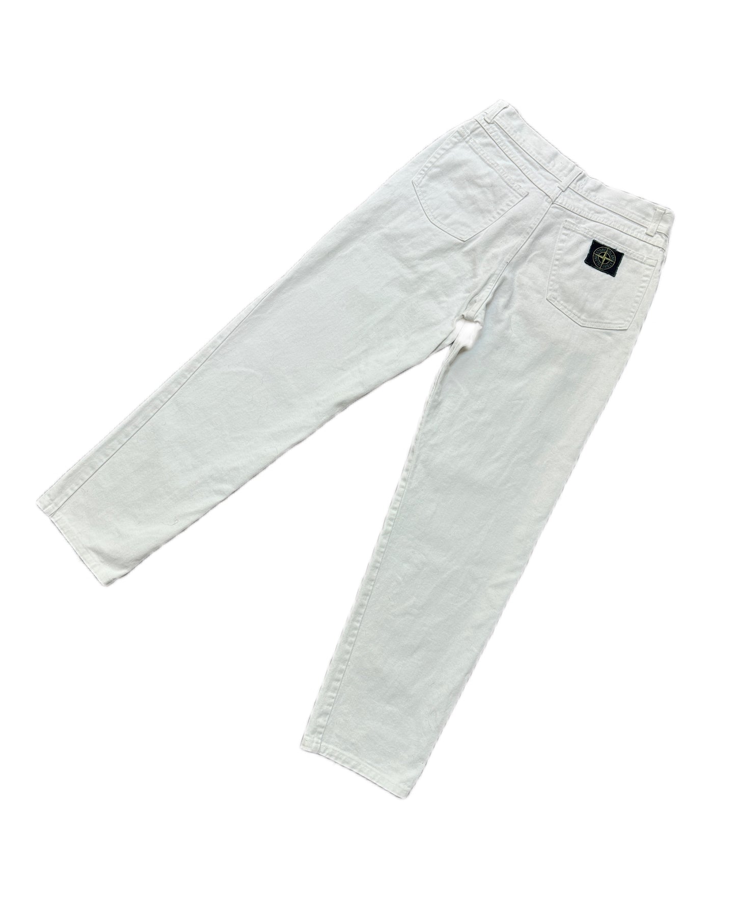 Stone Island 1989 Vintage Green Edge Logo White Button Jeans - 48 - Made in Italy