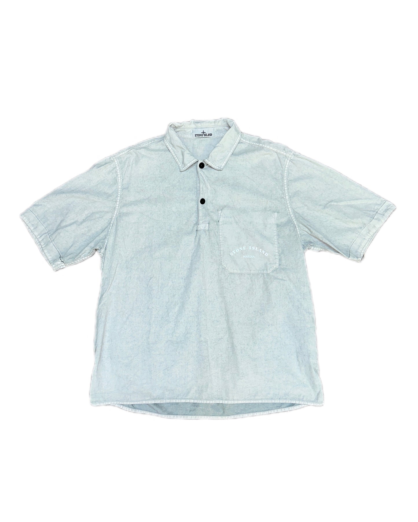 Stone Island Marina 2023 Reflective Print Overshirt Polo Blue - M - Made in Italy