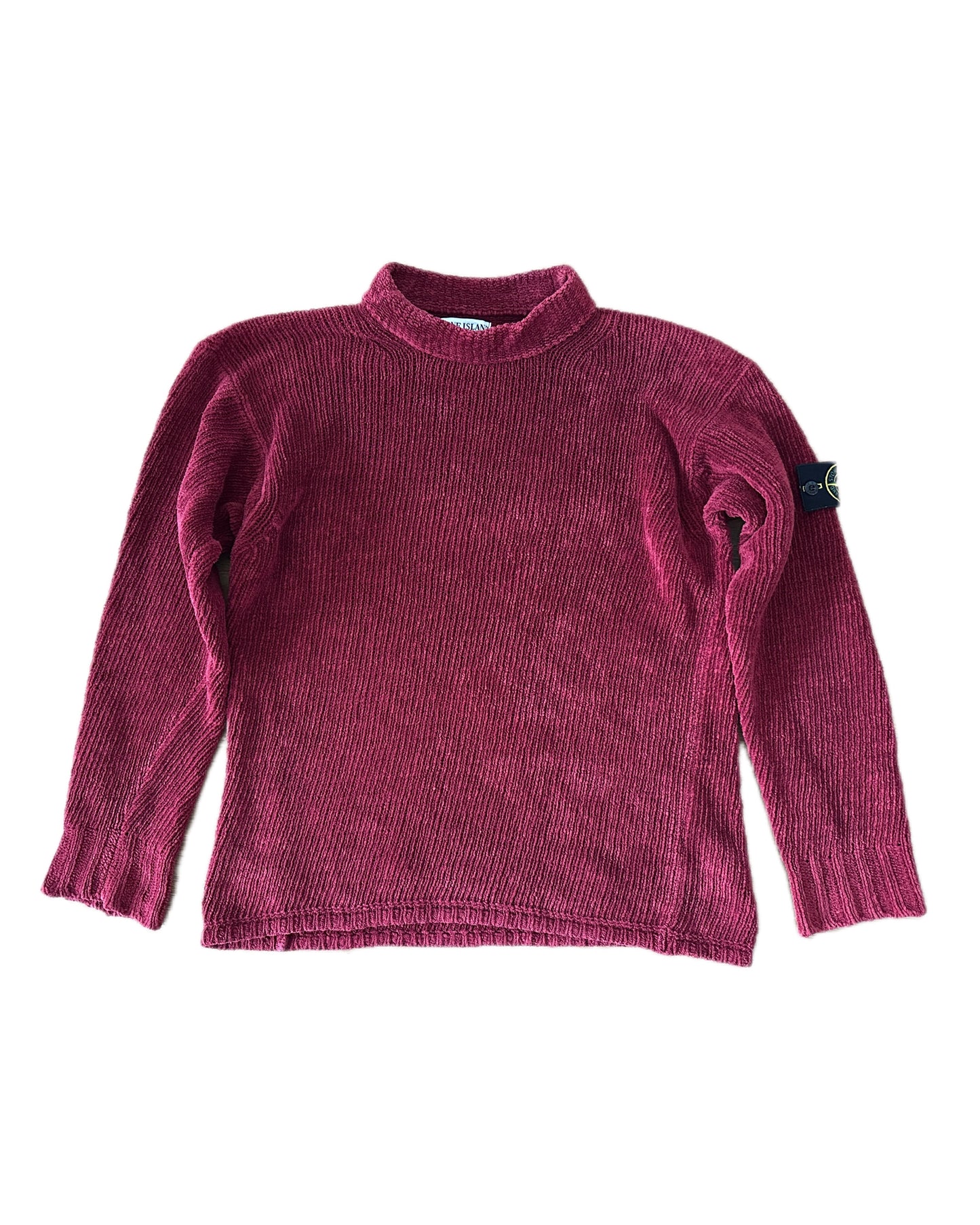 Stone Island 2001 Vintage Cotton Chenille Cherry Knit Sweater - L - Made in Italy