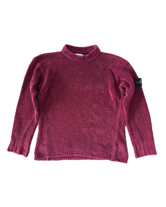 Stone Island 2001 Vintage Cotton Chenille Cherry Knit Sweater - L - Made in Italy