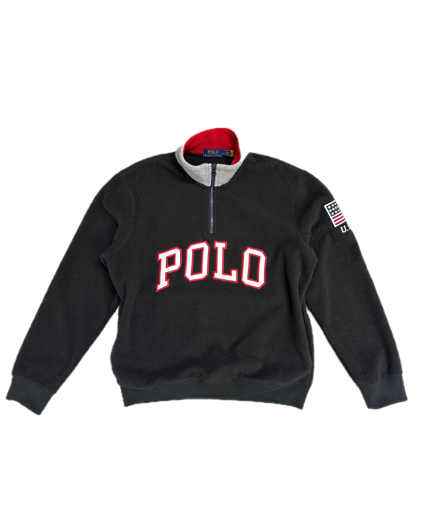 Polo Ralph Lauren USA Fleece 3/4 Zip Sweatshirt  Black -  M