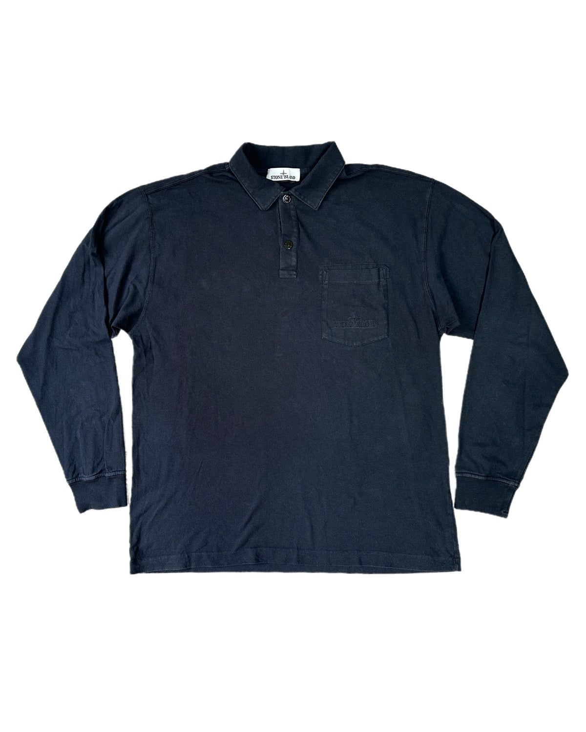 Stone Island 2024 Fissato Treatment Navy Cotton Longsleeve Shirt - L - Made in Italy