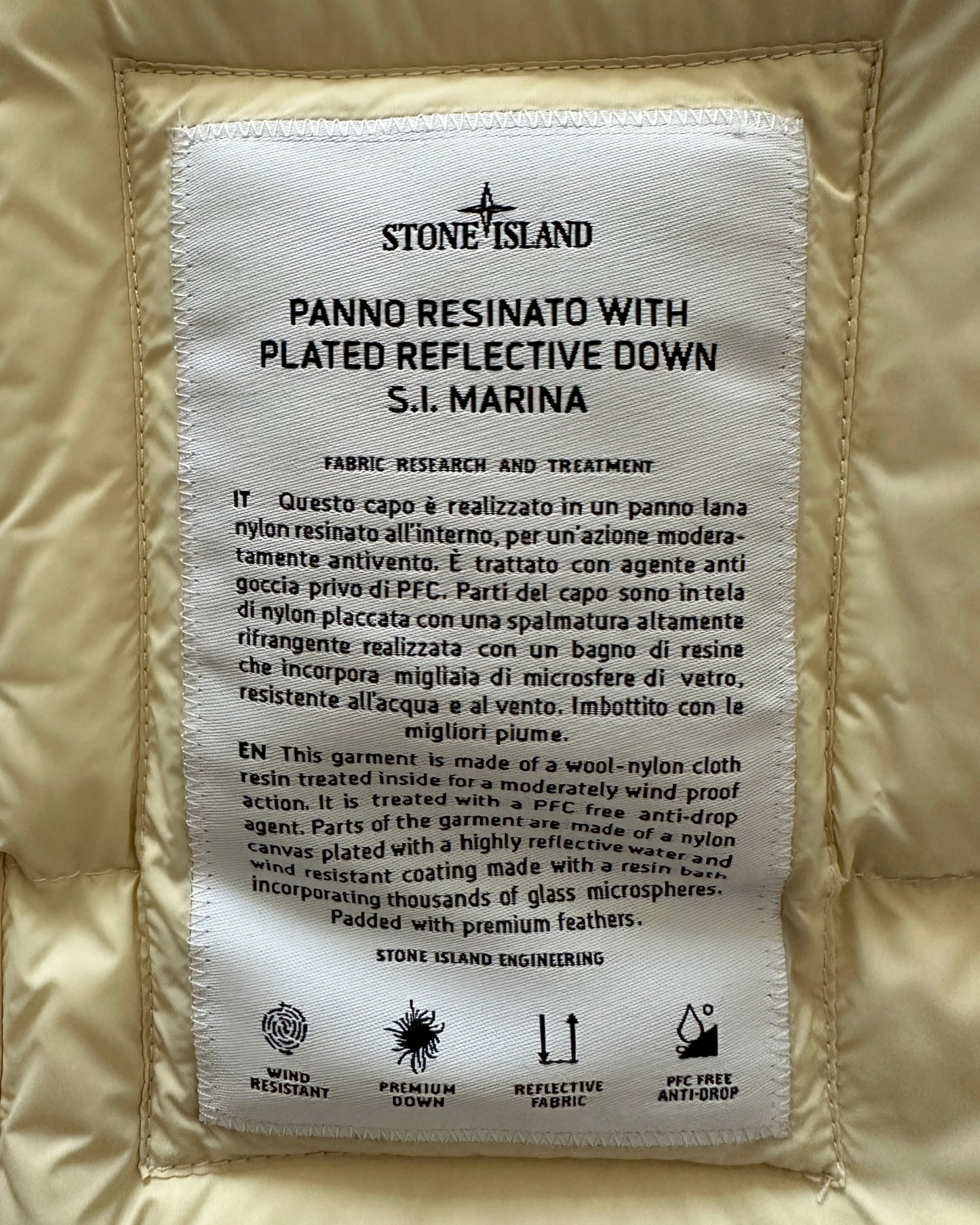 Stone Island Marina 2024 Panno Resinato with Plated Reflective Down Jacket - XXL - Made in Italy