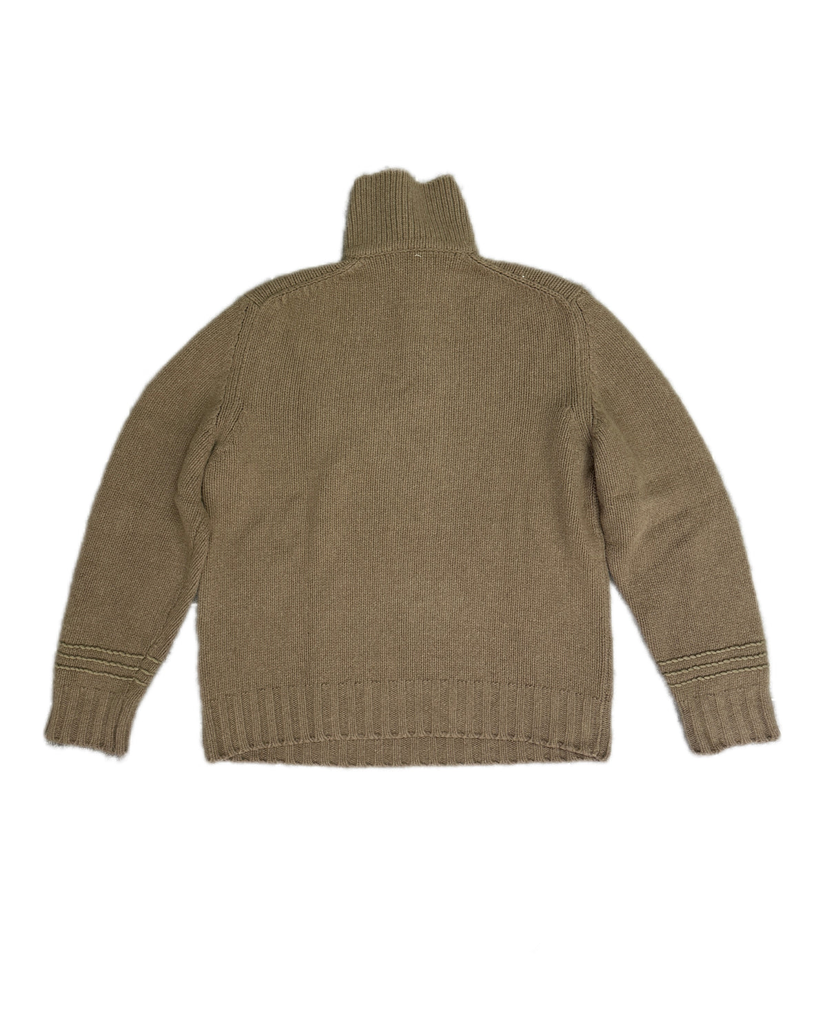 Stone Island 1998 Vintage Brown Wool Knit Troyer - L - Made in Italy